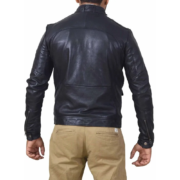 1 Zipper & 3 Flap Pockets Black Leather Jacket For Men - Image 2