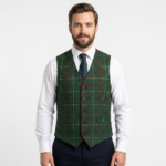 5 Button Marr Green Tartan Vest
