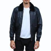 Airin G-1 Black Leather Bomber Jacket