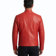 Andria Womens Real Leather Red Quilted Biker Jacket - Image 2