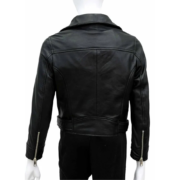 Asymmetrical Small Pocket Zippers Style Leather Jacket For Women - Image 2