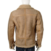 Beige Brown & Black B3 Bomber Leather Jacket With Fake Fur Shearling - Image 2