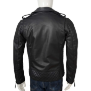 Biker Style Black Leather Jacket For Men - Image 2