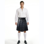 Black Apocalyptic Gothic Leather Kilt