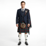 Black Argyll Kilt Outfit With Brown Watch Tartan Kilt