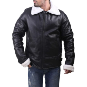 Black B3 Bomber Jacket With Shearling Collar