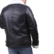 Black B3 Bomber Jacket With Shearling Collar - Image 2