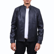 Black Basic Genuine Leather Jacket