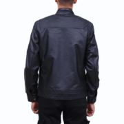 Black Basic Genuine Leather Jacket - Image 2