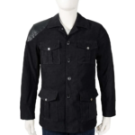 Black Corduroy Jacket With Leather Patch