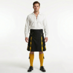Black Cotton Macleod of lewis Tartan Scottish Utility Cargo Hybrid Kilt