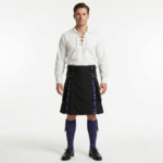 Black Cotton Pride of Scotland Tartan Scottish Utility Cargo Hybrid Kilt