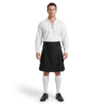 Black Cotton Utility Kilt with Leather Straps