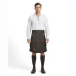 Black Denim Kilt with Leather Straps