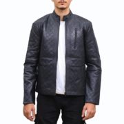 Black Diamond Quilted Leather Jacket
