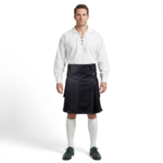Black Fashion Utility Kilt with Leather Strap