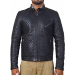 Black Fully Diamond Quilted Leather Jacket
