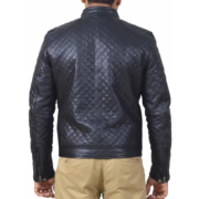 Black Fully Diamond Quilted Leather Jacket - Image 2
