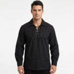 Black Ghillie Shirt For Scottish Kilt