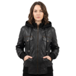 Black Hooded Leather Jacket