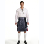 Black Leather Kilt with Rainbow Pleats
