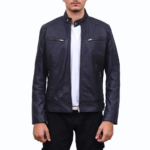 Black Quilted Shoulder Distressed Leather Jacket