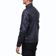 Black Quilted Shoulder Distressed Leather Jacket - Image 2