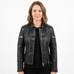 Black Sheep Skin Rib Quilted Genuine Leather Jacket