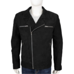 Black Suede Biker Leather Jacket for Men