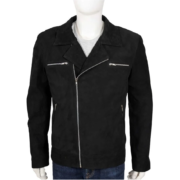 Black Suede Biker Leather Jacket for Men