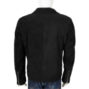 Black Suede Biker Leather Jacket for Men - Image 2