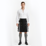 Black and Grey Cargo Utility Kilt