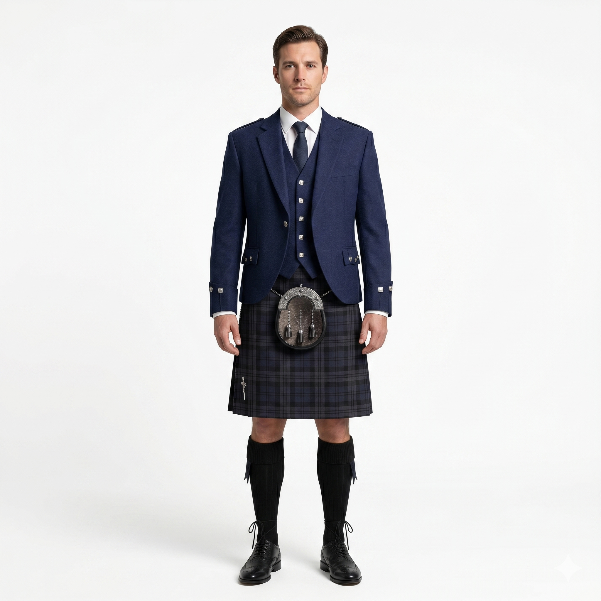 Blue Argyll Jacket And Vest Made To Measure Blue Argyll Jacket And Vest Made To Measure - Image 1