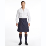Blue Denim Kilt With Red Thread