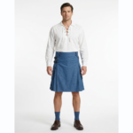 Blue Denim Kilt with Leather Straps
