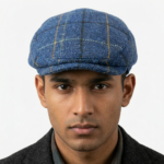 Blue Overcheck Harris Tweed Flat Cap Made in Scotland S-XXL