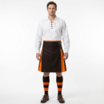 Box Pleated Modern Black And Orange Two Kilt
