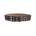 Brown Double Prong Eyelet Kilt Belt with Antique Gold Buckle