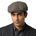Brown Herringbone Harris Tweed Newsboy Cap Made in Scotland S-XXL