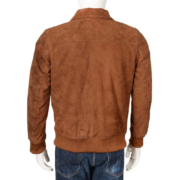 Brown Suede Leather Jacket With Shirt Style Collar - Image 2