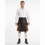 Brown and Black Leather Gothic Kilt