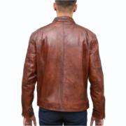 Cafe Racer Brown Leather Jacket - Image 2