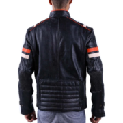 Cafe Racer Retro Black biker Leather Jacket for Men - Image 2