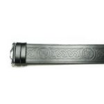 Celtic Thistle Embossed Kilt Belt - Black