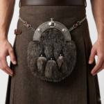 Chinchilla Dress Sporran with Celtic cantle and 3 tassels in Smokey Chrome Finish