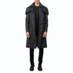 Classic Distressed Black Leather Duster