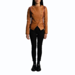 County Tan Overlap Leather Jacket