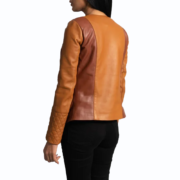 County Tan Overlap Leather Jacket - Image 2