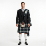 Custom Made Black Argyle Kilt Outfit With Black Watch Dress Tartan