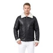 Black B3 Bomber Jacket With Shearling Collar